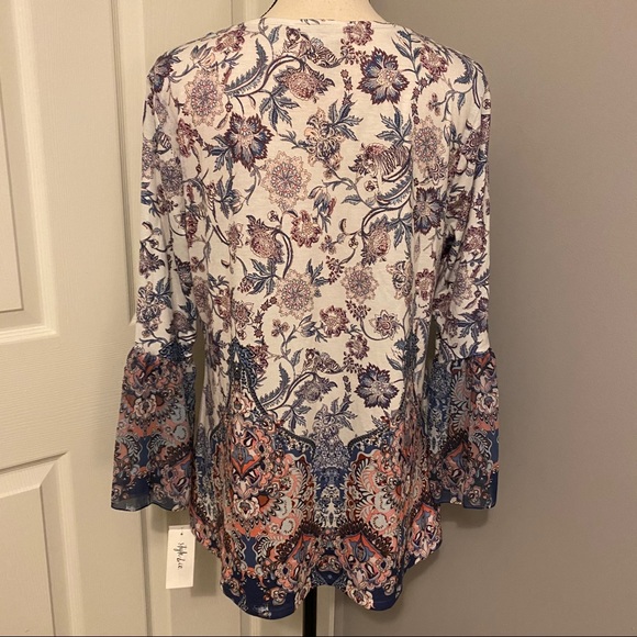 STYLE & CO Floral Print Sheer Flare Sleeve Top - Picture 9 of 13